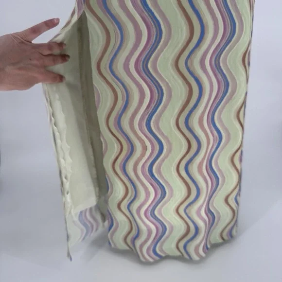 Zara Wavy Print Strapless Tulle Midi Dress Mesh Bodycon Psychedelic Retro M - Picture 3 of 9